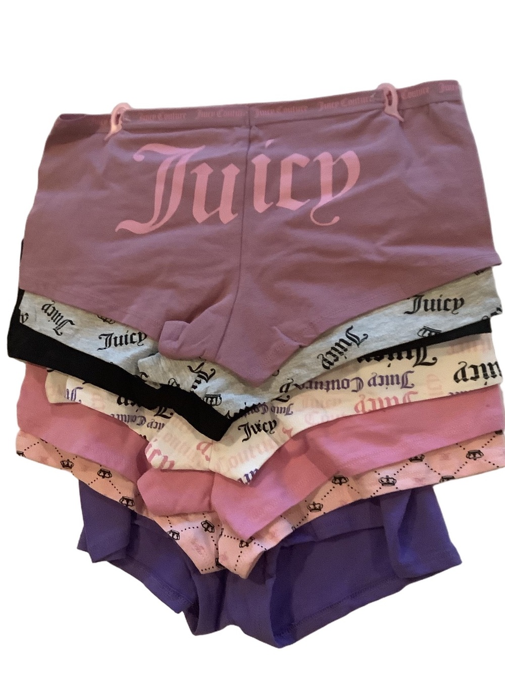Juicy Couture Logo Boy Short Panty Underwear 7 Pack XL New - Picture 7 of 9